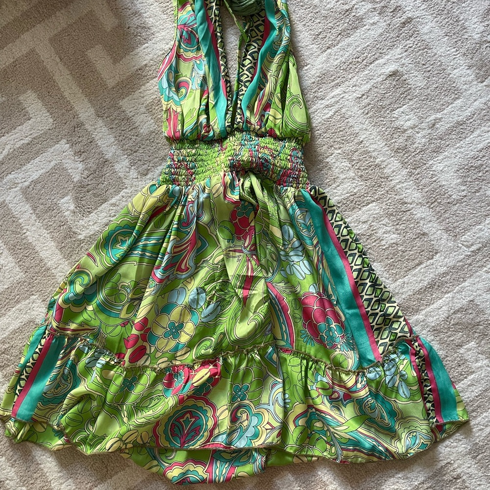 Vibrant Green and Pink Dress